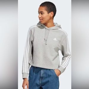 Adidas Women's Gray Cropped Hoodie Sweatshirt